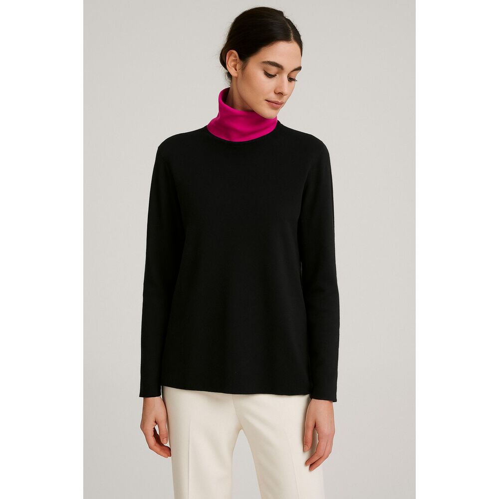 Belford Cotton Black with Pink Fold Over with Turtleneck Details M NWOT